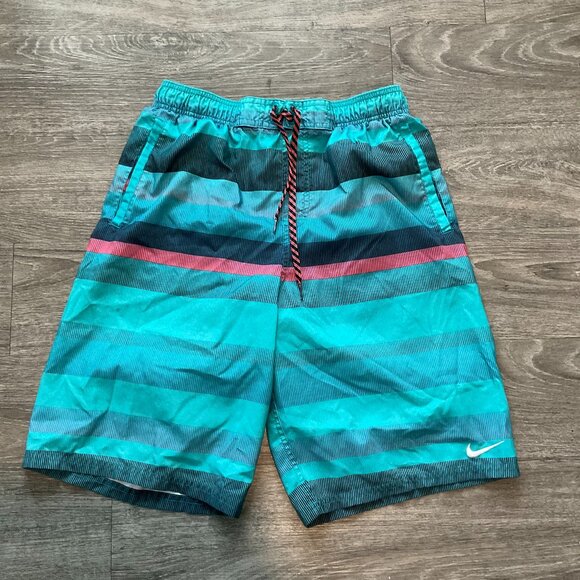 Men's Nike Optic Shift Striped Volley Shorts Swim Beach Vacation Size Medium - Picture 1 of 6